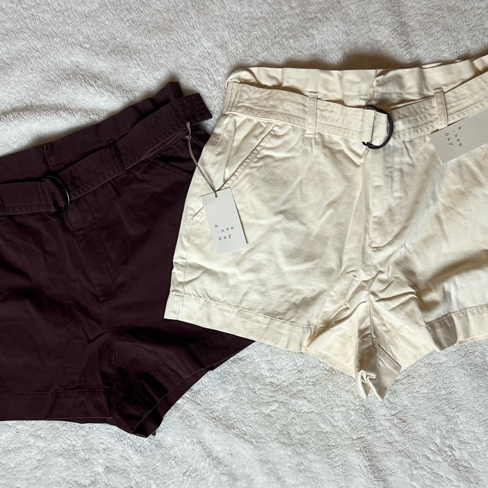 2 Pair of Women's Shorts - Cream and Brown